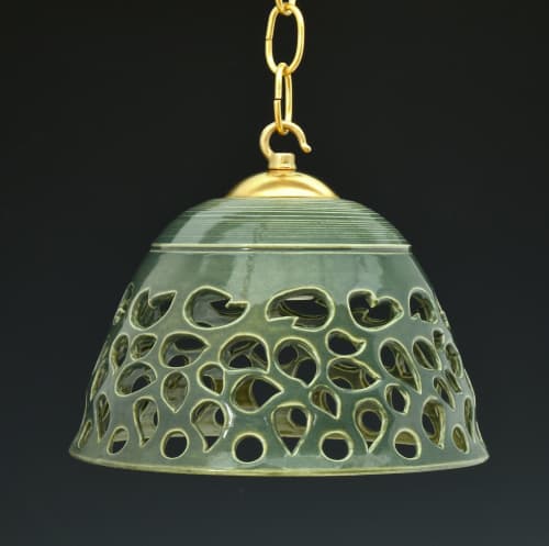Porcelain hanging pendant lamp 45 | Pendants by Ron Mello Studio Art. Item made of brass & ceramic