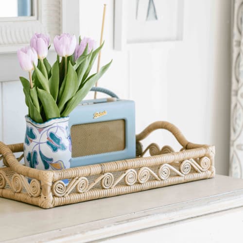 Ivy Rattan Tray | Serving Tray in Serveware by Hastshilp. Item made of wood