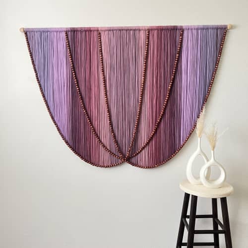 Modern Pastel Boho Chic Fiber Art Wall Hanging | Tapestry in Wall Hangings by Mercy Designs Boho. Item composed of birch wood and fiber in boho or minimalism style