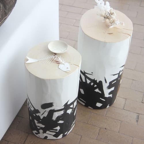 Katakana Hand Painted Log Table | Side Table in Tables by Pfeifer Studio. Item composed of wood compatible with contemporary and asian style