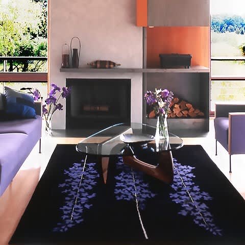 DELPHINIUMS (black and blue) | Area Rug in Rugs by Emma Gardner Design, LLC. Item made of wool with fiber