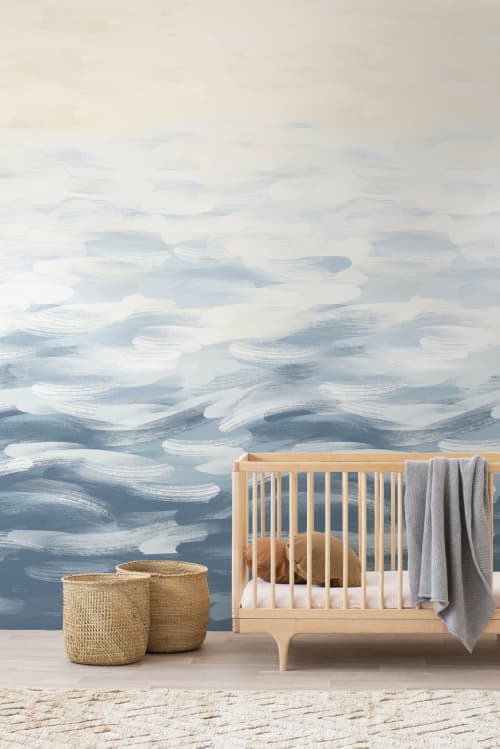 LA Colorscape Wallpaper - Seascape Mural - Blue | Wall Treatments by Emma Hayes. Item composed of fabric and paper