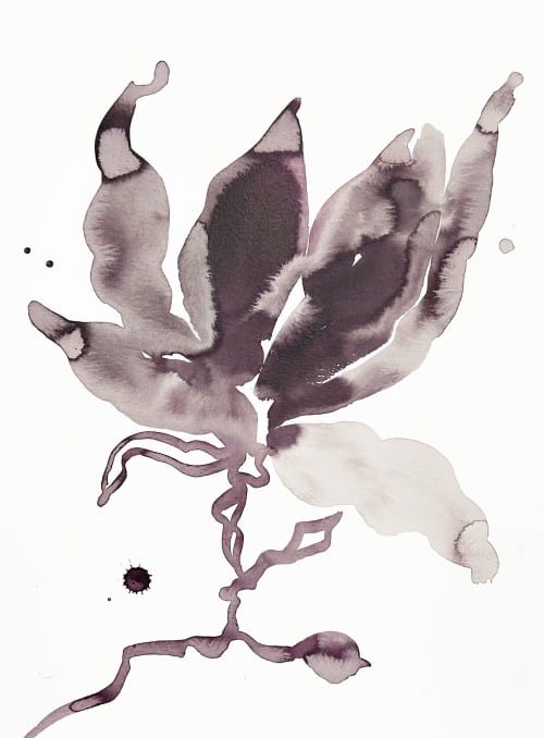 Magnolia No. 53 : Original Ink Painting | Watercolor Painting in Paintings by Elizabeth Beckerlily bouquet. Item composed of paper compatible with minimalism and contemporary style