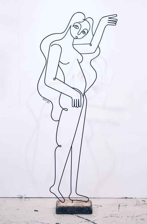 Taxi! | Sculptures by Wired Sculpture Studios. Item made of steel works with contemporary & modern style