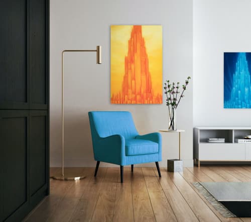 "Metropolis (Day)" ~ Painting | Oil And Acrylic Painting in Paintings by Michael Kerbow. Item made of canvas works with contemporary & art deco style
