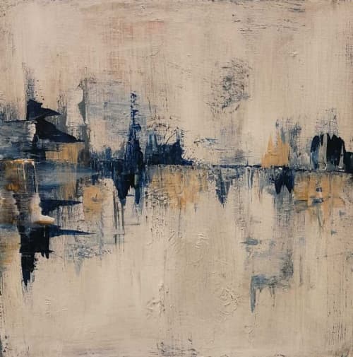 Light Waves | Oil And Acrylic Painting in Paintings by Shirly Maimom Art. Item composed of canvas in contemporary or art deco style