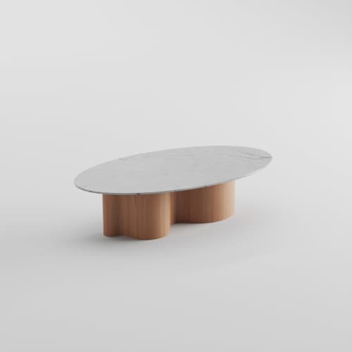 WaveWoo Coffee Table | Tables by OM Editions: A Limited Edition Furniture Collection. Item made of wood with stone works with minimalism & mid century modern style