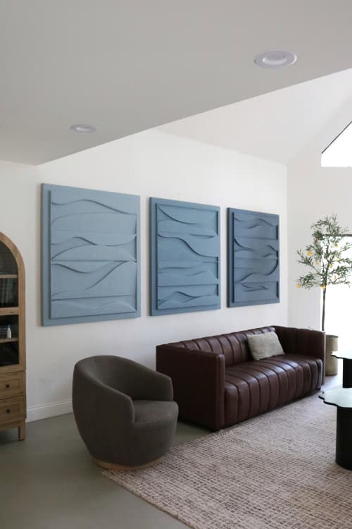 Sculptural Textured Art inspired by Water | Mixed Media by Blank Space Studios. Item composed of wood and cement in contemporary or coastal style