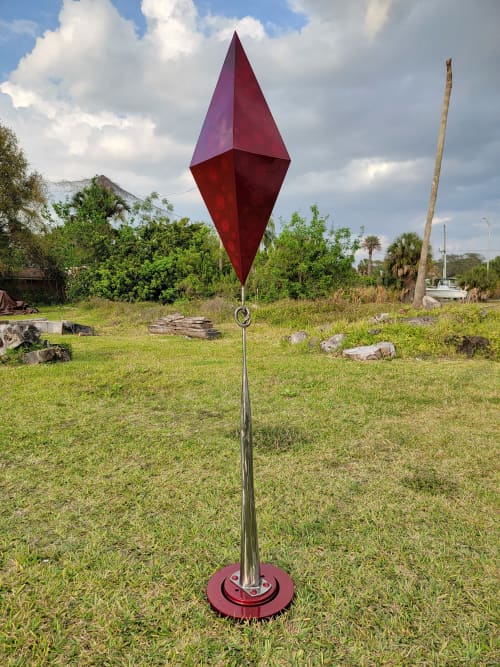 Red Rhombus | Sculptures by Don Kenworthy. Item made of steel compatible with industrial and modern style