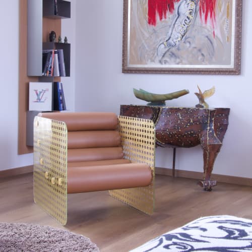 MW Designer Furniture | Accent Chair in Chairs by KUUMO Design. Item made of glass with leather works with contemporary & modern style
