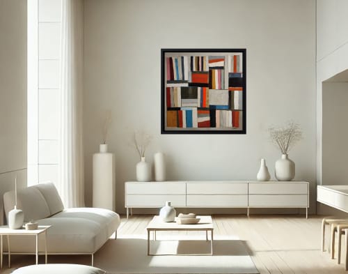 promenade litteraire | Oil And Acrylic Painting in Paintings by Sophie DUMONT.. Item composed of wood & canvas compatible with minimalism and contemporary style
