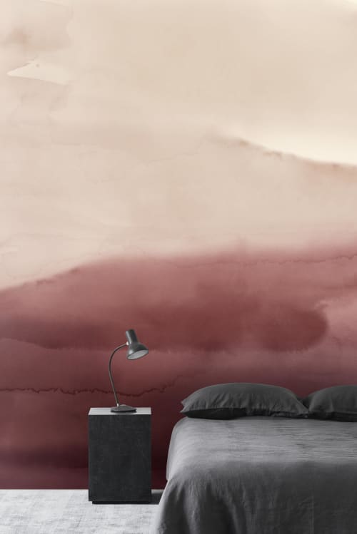 Wash Wallpaper - Clay | Murals by Emma Hayes. Item made of paper works with contemporary & modern style