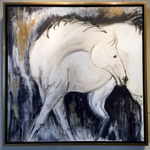 White Horse | Oil And Acrylic Painting in Paintings by Donna B Fine Art, Donna Bernstein, Artist. Item composed of synthetic