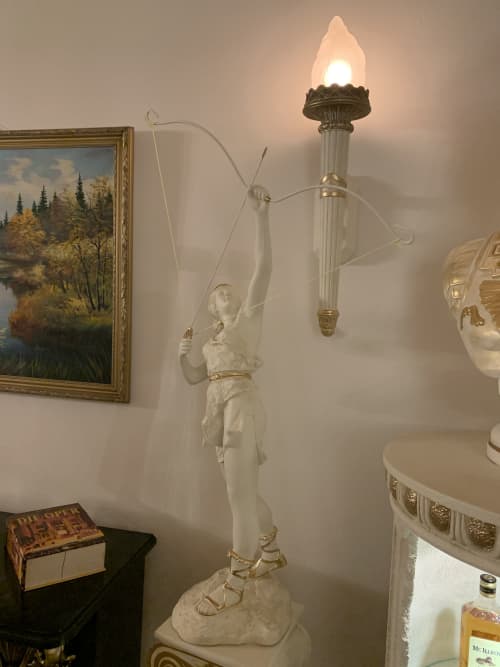 Diana God Bust Religion all hand made in Europe | Furniture by ultimate European. Item composed of metal in mid century modern or country & farmhouse style