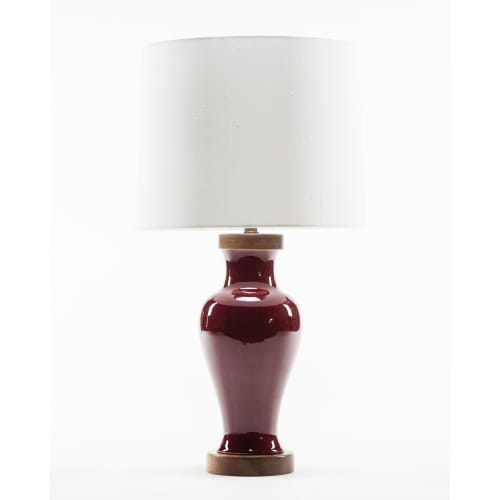 Gabrielle and Legacy Scarlett Porcelain Lamp in Pinot Red | Table Lamp in Lamps by Lawrence & Scott. Item composed of ceramic and synthetic