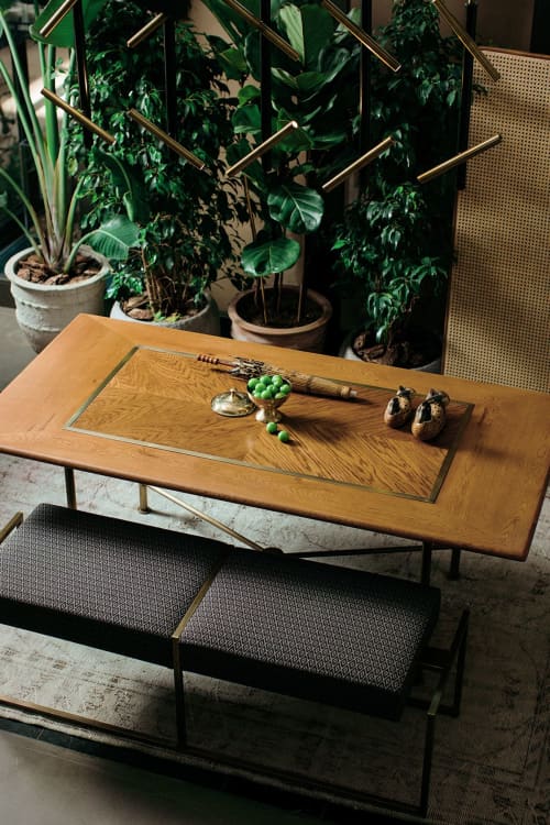 Frame Dining Table | Tables by LAGU. Item composed of oak wood and brass in modern style