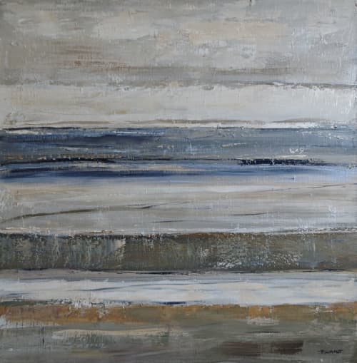 Lignes de rivage | Oil And Acrylic Painting in Paintings by Sophie DUMONT.. Item composed of wood and canvas in minimalism or contemporary style