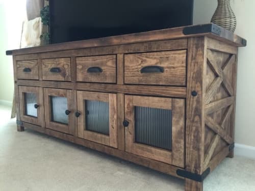 MODEL 1107 - Custom Media Entertainment Center | Media Console in Storage by Limitless Woodworking. Item composed of maple wood in mid century modern or contemporary style