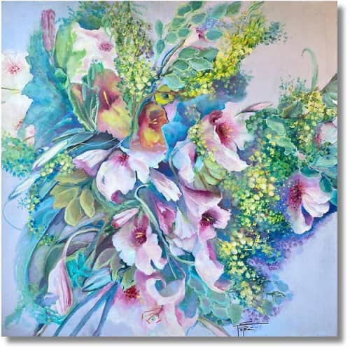 Orgie de Fleurs (lily bouquet) | Oil And Acrylic Painting in Paintings by Christiane Papé. Item composed of canvas and synthetic