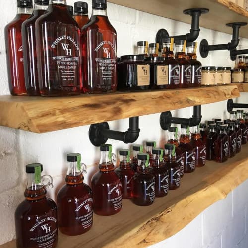Live Edge Maple Shelves for Displaying Items | Ledge in Storage by Miikana Woodworking | worKS in Kennett Square. Item made of wood