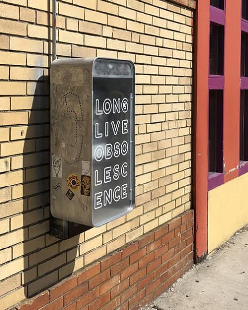 Phone Art Box | Signage by Allison Tanenhaus | Genki Ya - Somerville in Somerville. Item composed of metal