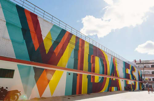 Life is Movement | Street Murals by +Boa Mistura | San Cristobal market in Madrid. Item made of synthetic