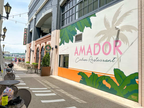 Amador Cuban Restraunt | Signage and Instagrammable Mural | Murals by Vicarel Studios | Adam Vicarel | Amador in Newport. Item in contemporary or modern style