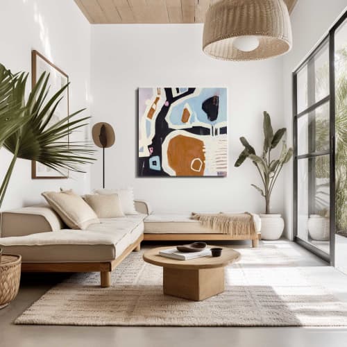 Large Original Abstract Painting "Quiet Coastline" | Oil And Acrylic Painting in Paintings by Sarina Diakos Art. Item composed of canvas and synthetic