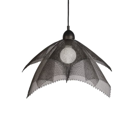 Pendant Light, Steel Wire Mesh Floral #3 - LARGE  24" x  11" | Pendants by Anne Lindsay Studio. Item made of steel works with contemporary & industrial style