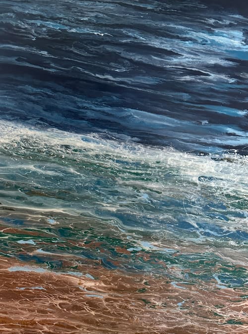 Edge of the Storm | Oil And Acrylic Painting in Paintings by Kimberly Conrad Contemporary Art. Item made of canvas works with contemporary & coastal style