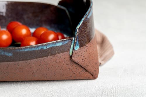 Terracotta Blue Ceramic Casserole Dish | Pan in Cookware by ShellyClayspot. Item made of stoneware works with modern & rustic style
