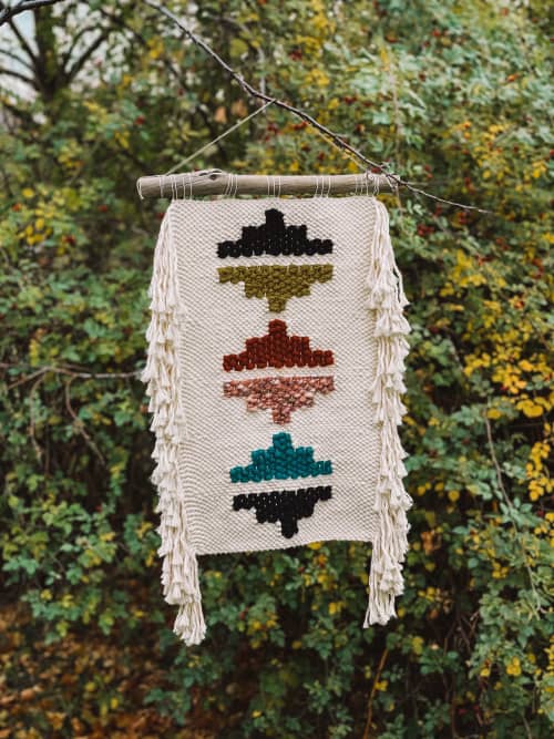 GEOMETRIC WALL TAPESTRY | southwestern weaving | Wall Hangings by WOOL & PINE by Jessie. Item composed of fabric