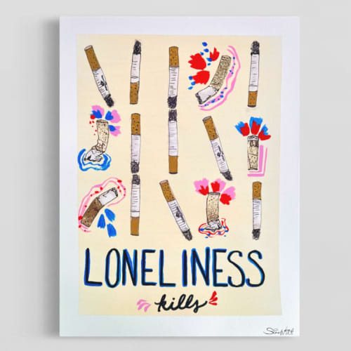 Loneliness Kills Painting | Watercolor Painting in Paintings by Sine Wilt. Item made of paper works with mid century modern & contemporary style