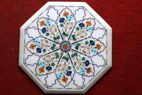 white marble table, coffee table, end table, tabletop | Tables by Innovative Home Decors. Item composed of marble in country & farmhouse or art deco style