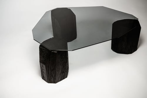 Burned Coffee table | Tables by Art by Šopis. Item composed of oak wood and glass in contemporary or japandi style