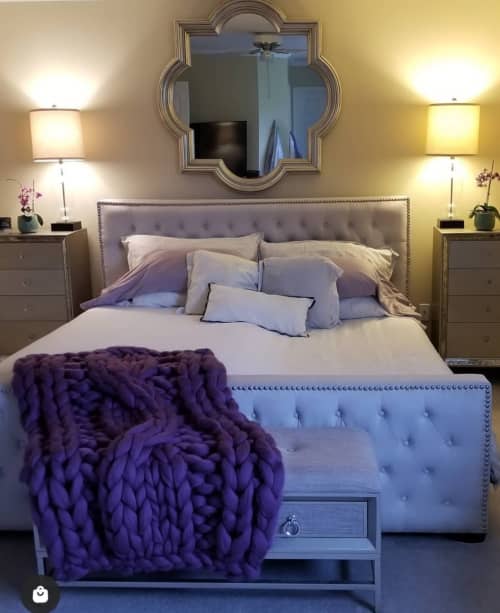 36"×36 Baby blanket in Merini wool | Linens & Bedding by Knit Like A Boss. Item composed of fabric