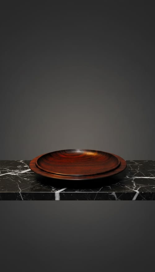 Indian Rosewood Sculptural Tray | Hand-Turned | Decorative Bowl in Decorative Objects by Holzkunst Samuel Meisinger. Item compatible with art deco and traditional style