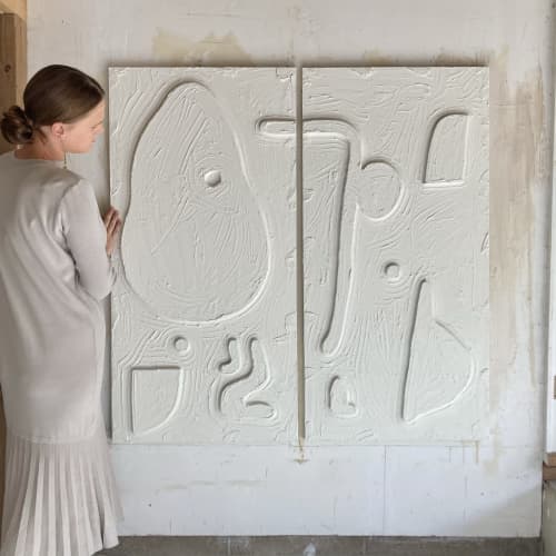 'Mellow' | Wall Sculpture in Wall Hangings by Greyya Jay. Item composed of wood and cement in minimalism or contemporary style