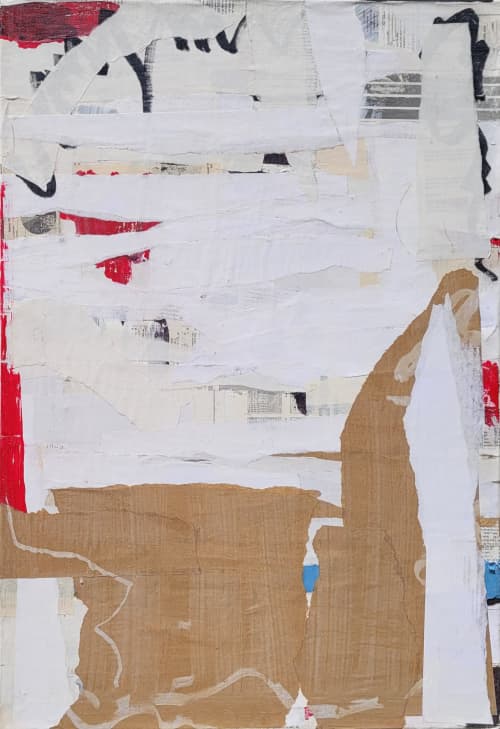 Scheduled Interest 1 | Mixed Media in Paintings by Dale Voelker. Item made of canvas with paper works with contemporary & industrial style