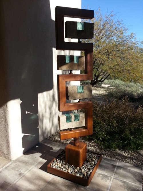 Sentinel | Public Sculptures by Brian Schader. Item made of steel with stone