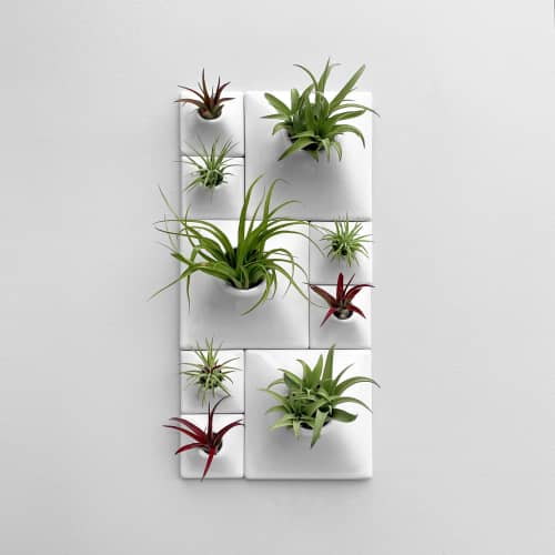 Modern White Ceramic Wall Planter Set Living Wall Art by Pandemic
