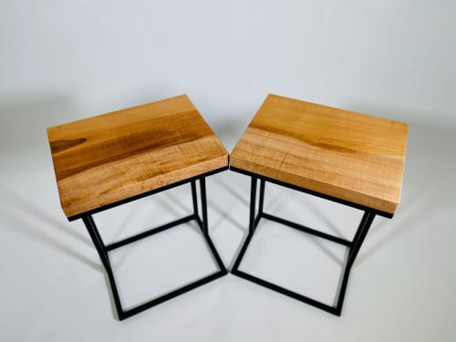 Figured Maple Cantilever Side Tables | Tables by Live Edge Lust. Item composed of wood