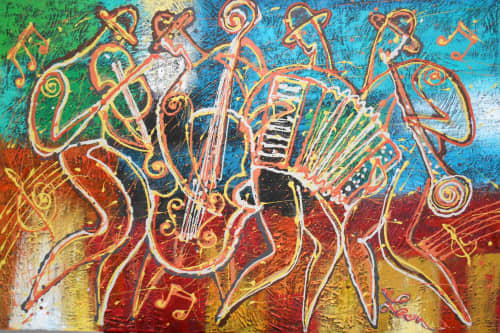 Klezmer Jewish Art Canvas Print | Prints in Paintings by Leon Zernitsky Art. Item works with contemporary style