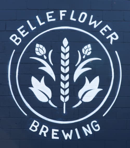 Belleflower Logo mural | Murals by Jared Goulette | The Color Wizard | Belleflower Brewing Company in Portland