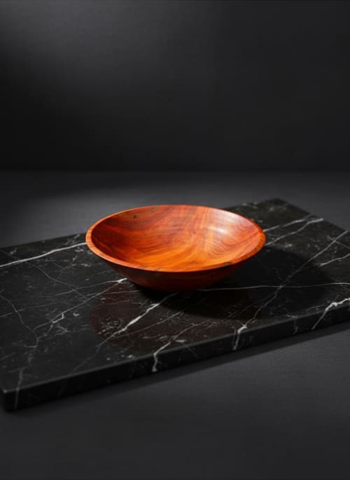 Artisan Cherry Wood Serving Bowl | Hand-Turned Luxury Art | Decorative Bowl in Decorative Objects by Holzkunst Samuel Meisinger. Item composed of wood in art deco or modern style