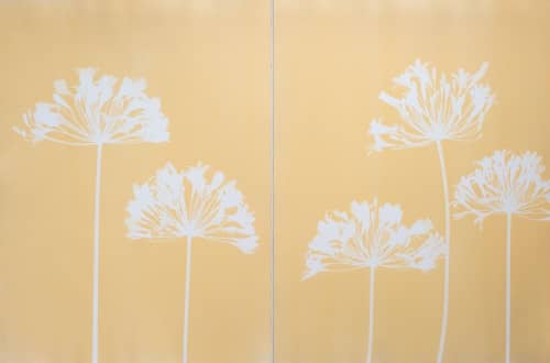 Five Yellow Agapanthus Diptych (PAIR of 24 x 18" monotypes) | Lithograph in Paintings by Christine So