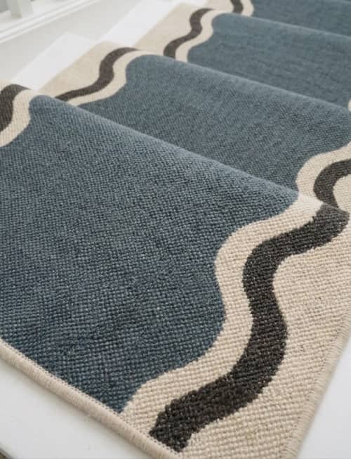 Handwoven Woolen Stair Runner Rug | Rugs by Evergreen Carpets. Item composed of wool in boho or minimalism style