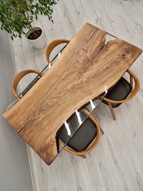 Epoxy dining table, epoxy resin table | Tables by Brave Wood. Item composed of walnut & metal