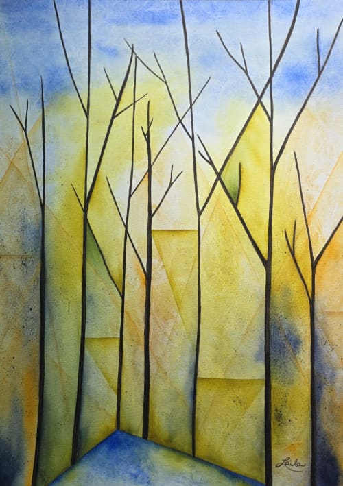 Forest light | Watercolor Painting in Paintings by Laila Vazquez. Item made of paper compatible with mid century modern and contemporary style