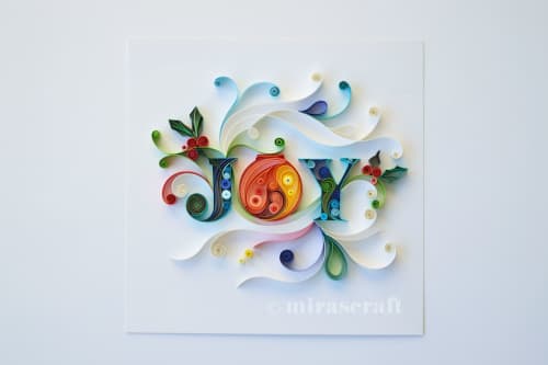 'Joy' paper artwork for Christmas Holidays | Wall Sculpture in Wall Hangings by Mira's Craft. Item composed of paper